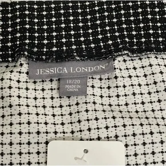 JESSICA LONDON Black and White Box Plaid Faux Wrap Skirt Size 18/20 NWT - Picture 7 of 10